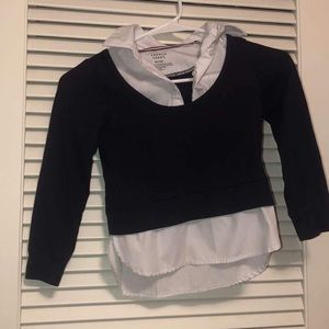 Girls White collar button up and sweater